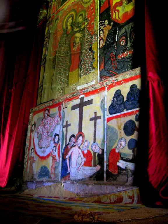 Richly Decorated Interior of Island Monastery on Lake Tana