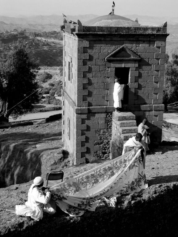 Worshipers at Bey Maryam (St. Mary's Church)