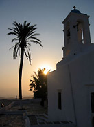 Palm Tree and Church at Sunset