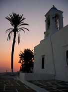 Palm Tree and Church at Sunset