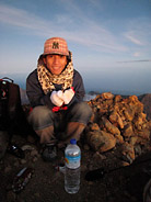 Tom Waiting for the Sunrise on the Summit on Mt. Rinjani