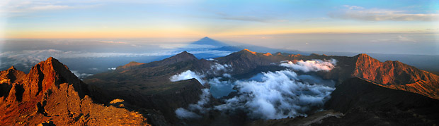 Mt. Rinjani Caldera Panorama at Sunrise