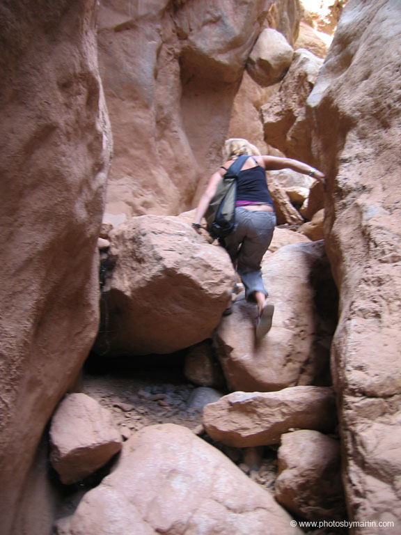 Bianca Climbing into the Canyon
