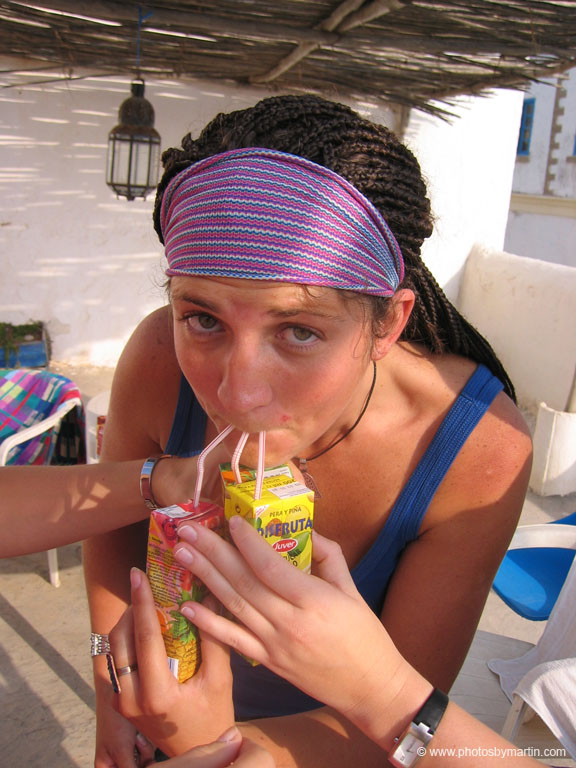 Belinda Samples Three Different Fruit Juices