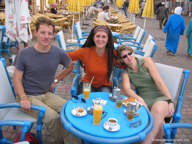 Aaron, Belinda, and Cecile at Breakfast