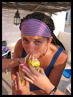 Belinda Samples Three Different Fruit Juices