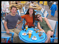 Aaron, Belinda, and Cecile at Breakfast