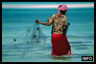 Woman Arranging a Fishing Net