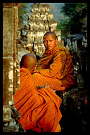 Monks at Phnom Bakheng Temple