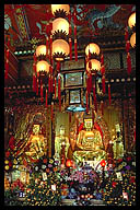 Richly Decorated Interior of the Po Lin Monastery