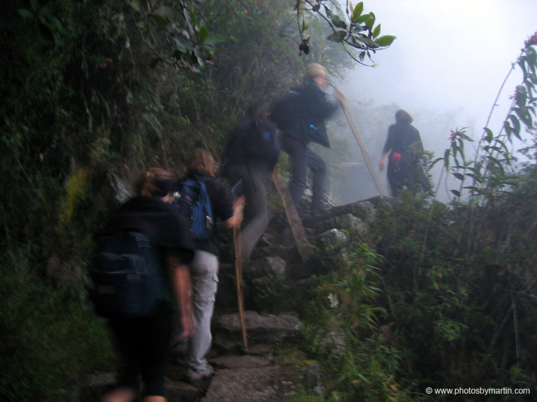 Climbing to the Sun Gate Through the Fog