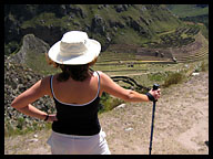 Anya Viewing Inca Terraces at Llactapata